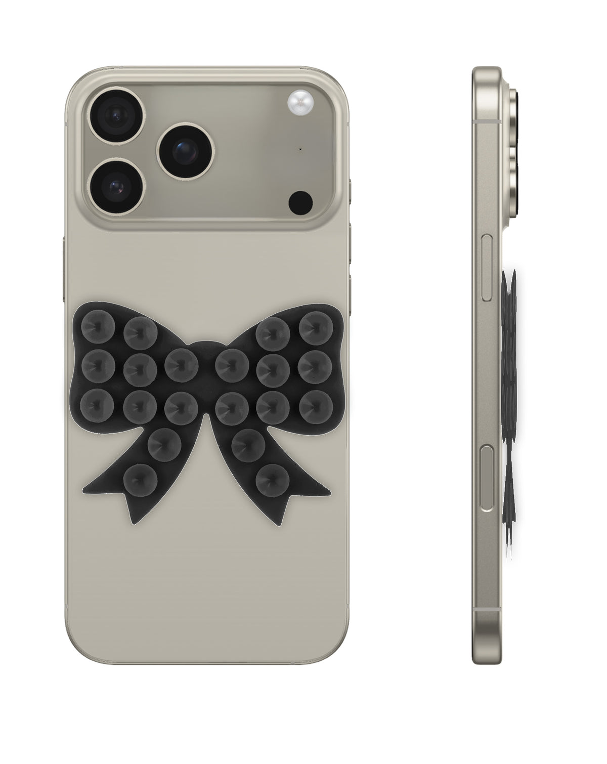 Fashion Bow Beads Silicone Suction Cup Phone Holder - Black