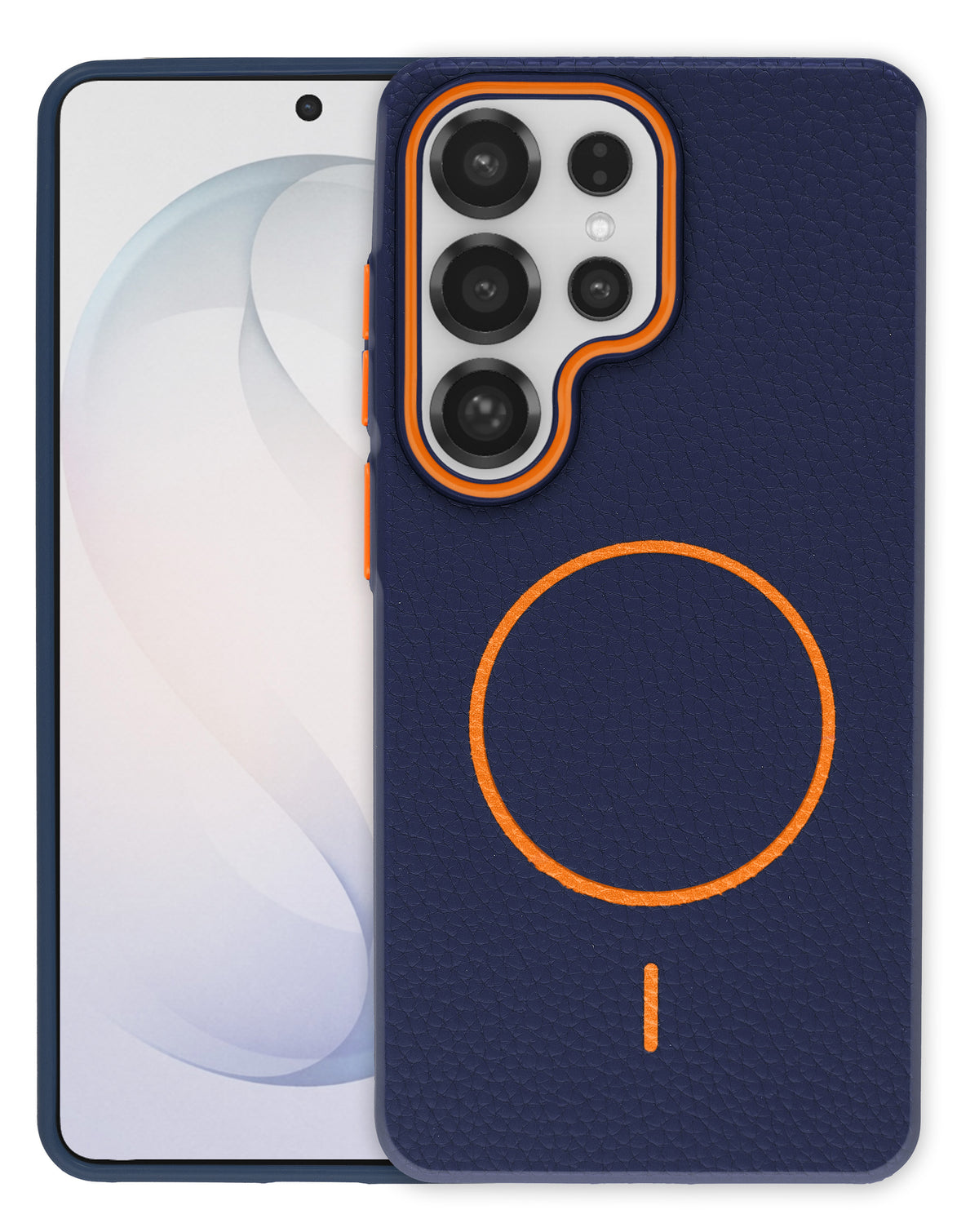 Magnetic Leather Case for Galaxy S24 Ultra — Wayne Blue & Orange