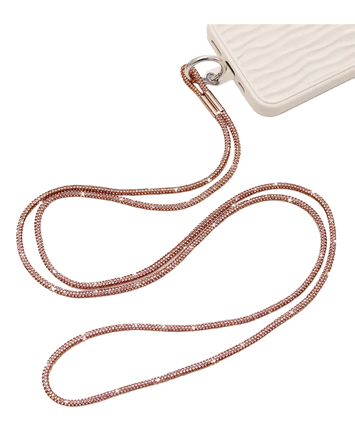 Crystal Neck Lanyard Keychain - Rose Gold