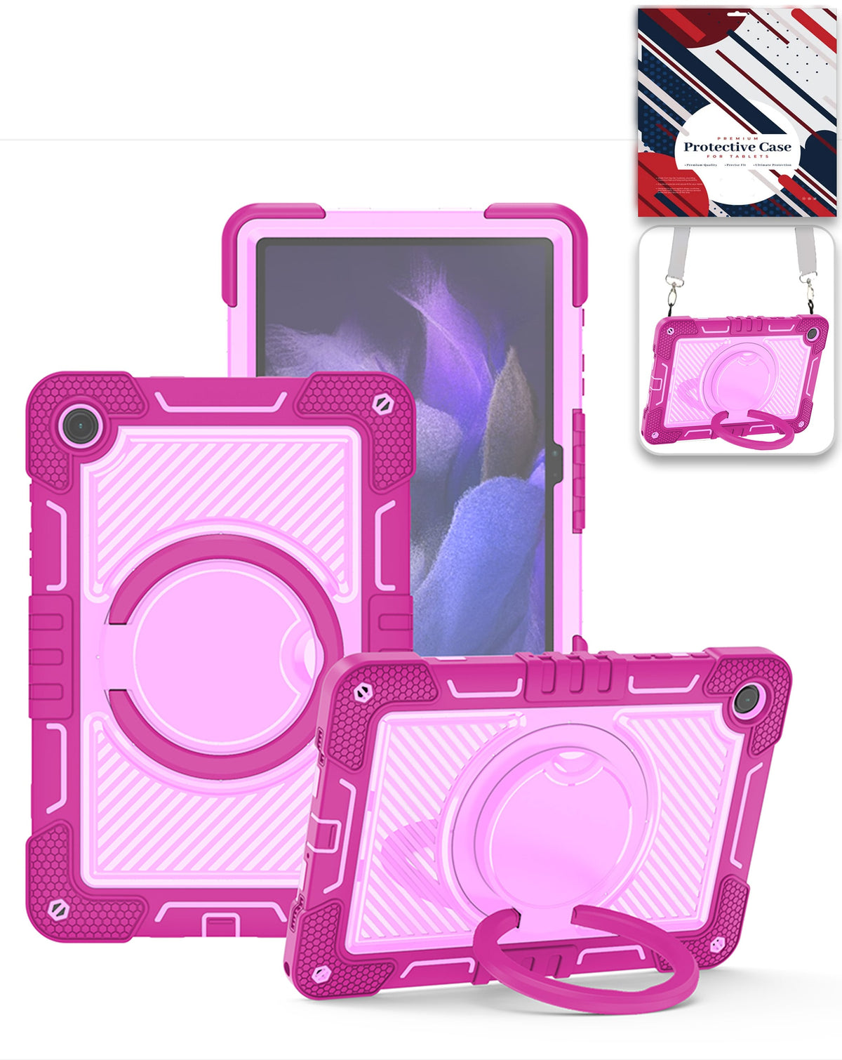Heavy-Duty Shockproof Kickstand Case for Galaxy Tab A9 Plus / Tab A11 Plus — Hot Pink