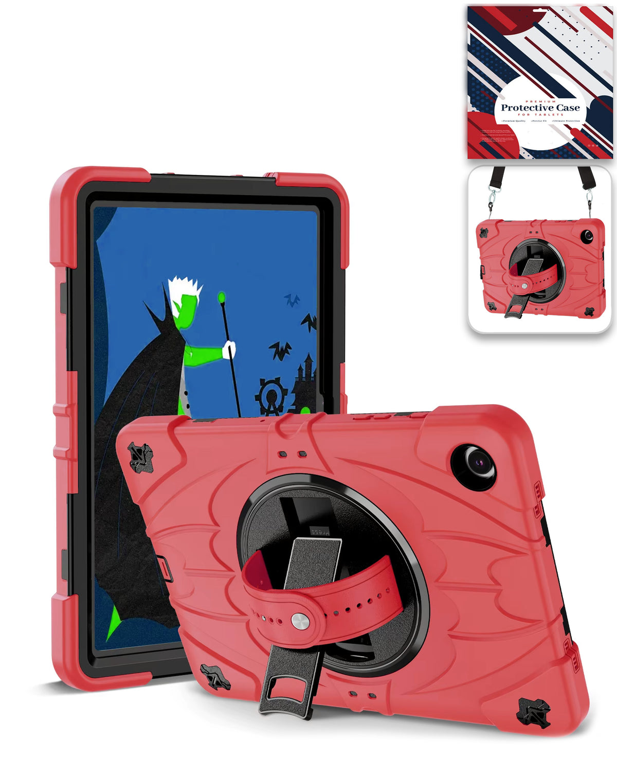 Heavy-Duty Shockproof Kickstand Case for Galaxy Tab A9 Plus / Tab A11 Plus — Red