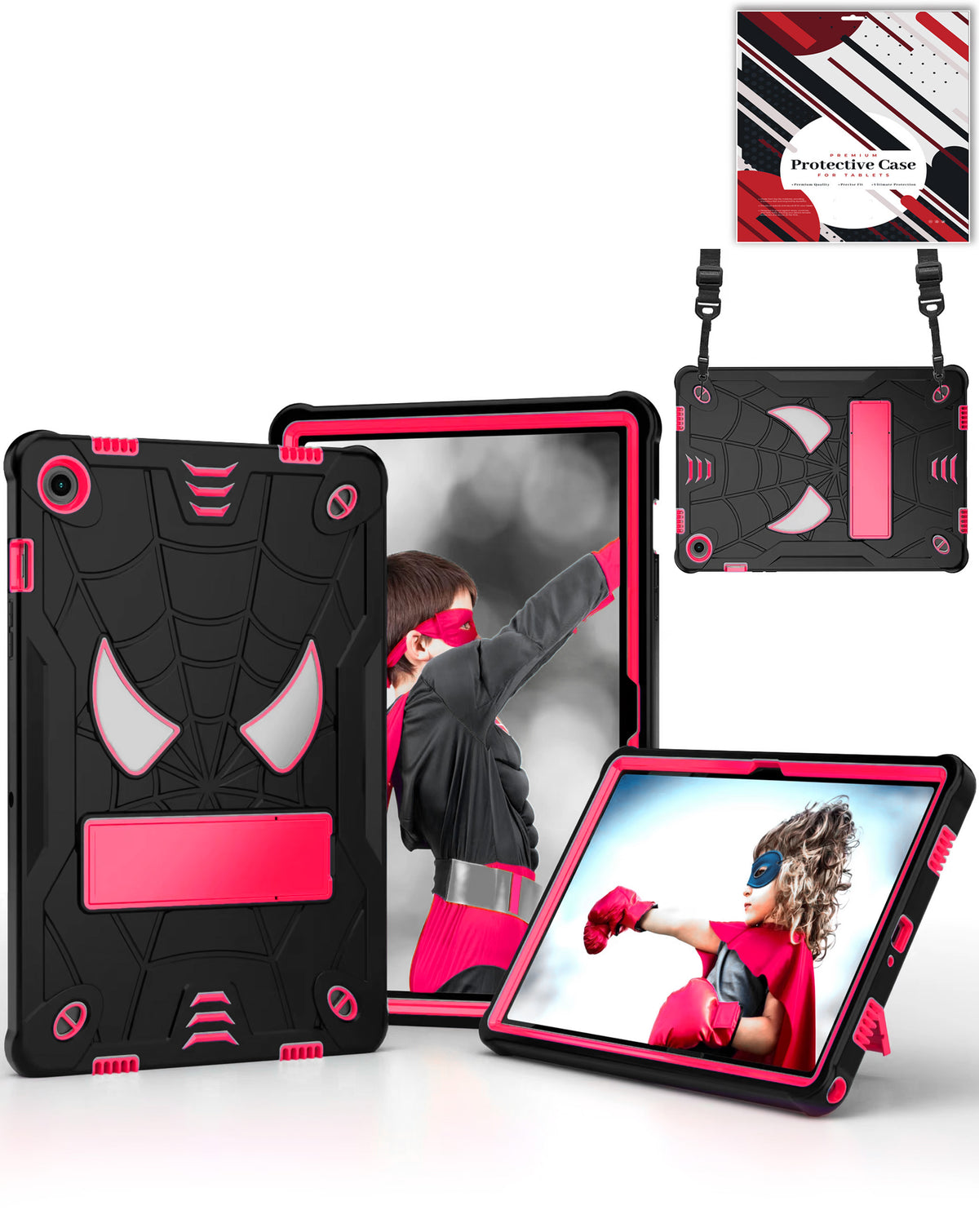 Heavy-Duty Shockproof Kickstand Case for Galaxy Tab A9 Plus 2023 11 X210 X216 X218 — Black & Pink