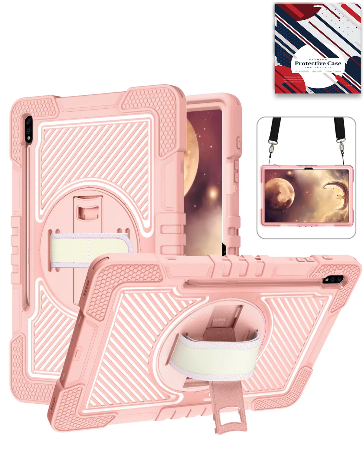 Kickstand Full-Body Case for Galaxy Tab S9 / Tab S9 FE / Tab S10 FE / Tab S10 Lite — Pink