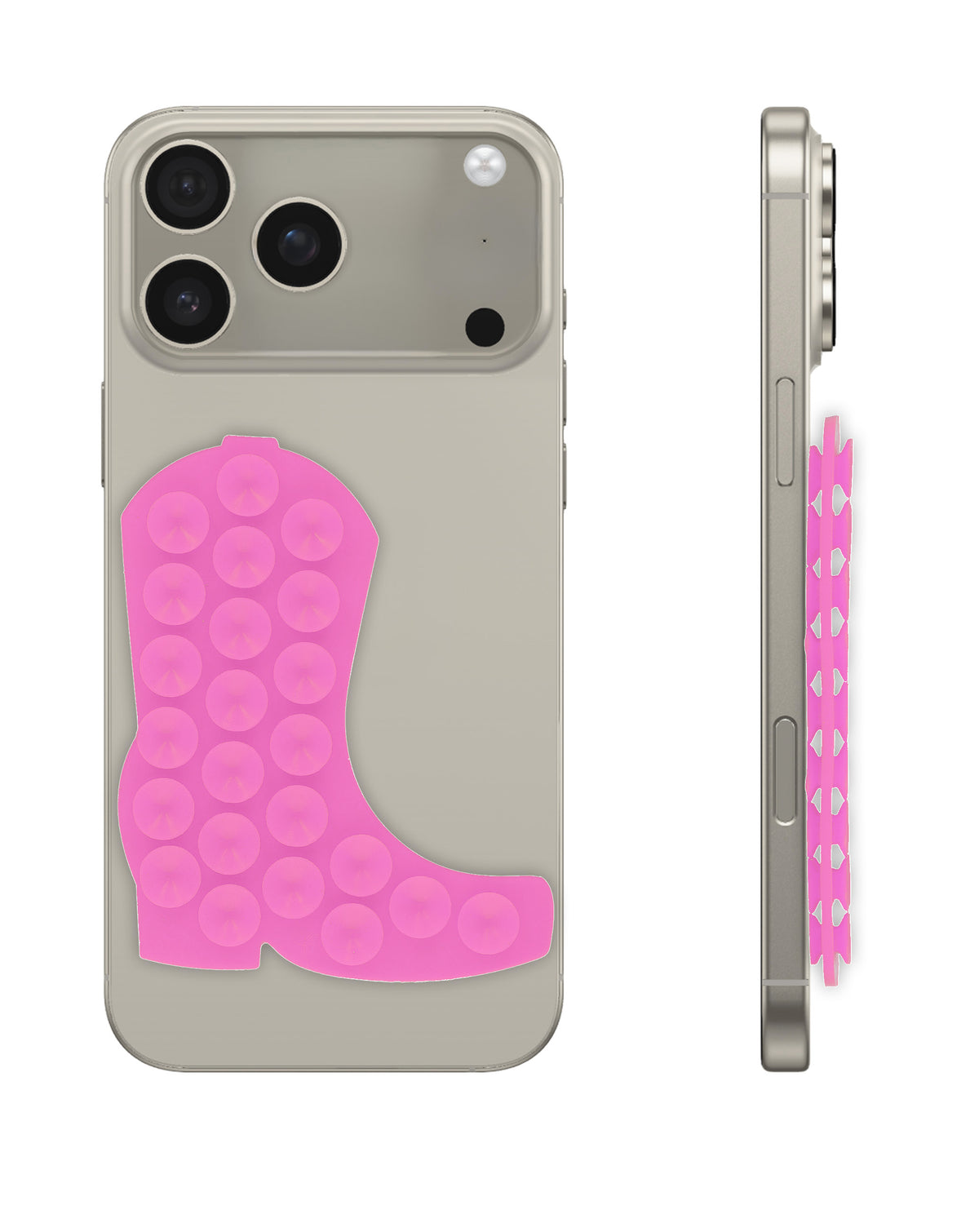 Cowboy Boot Silicone Suction Cup Phone Holder - Hot Pink