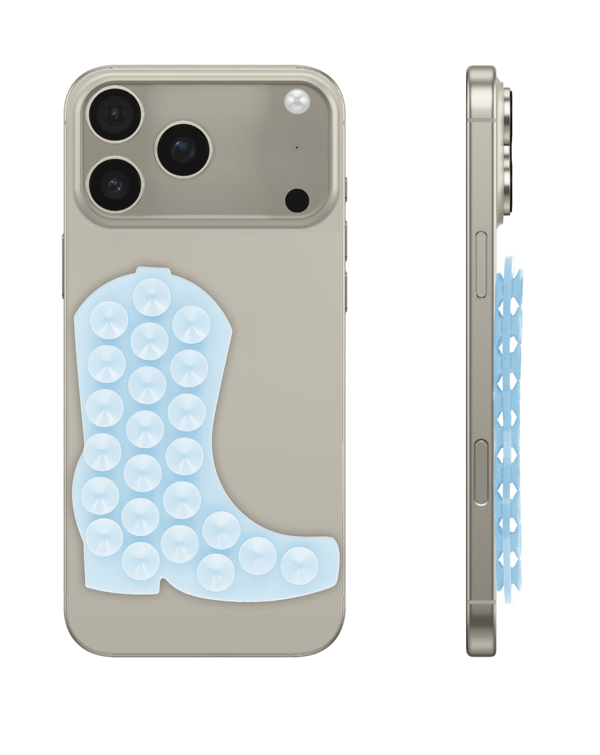 Cowboy Boot Silicone Suction Cup Phone Holder - Light Blue