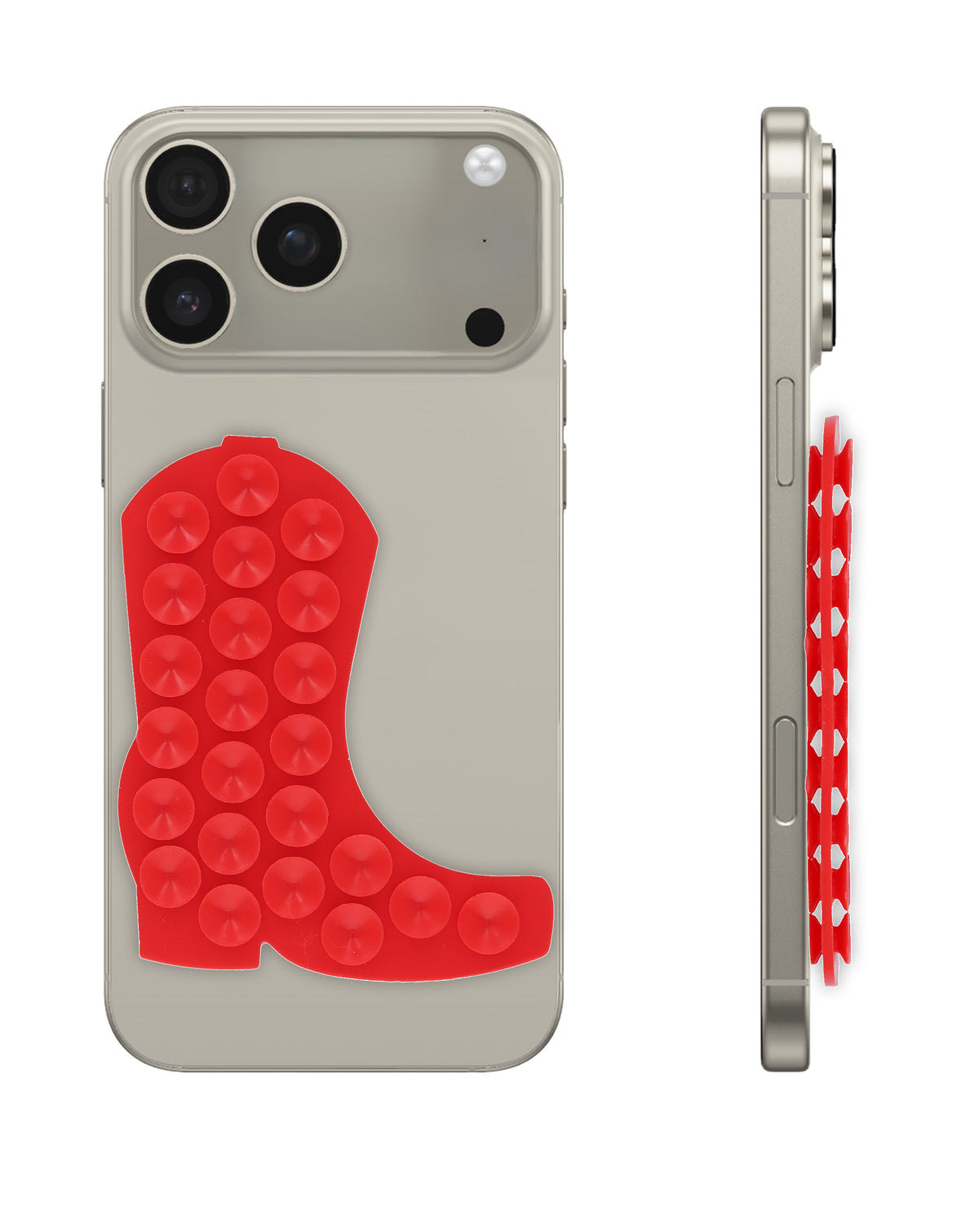 Cowboy Boot Silicone Suction Cup Phone Holder - Red