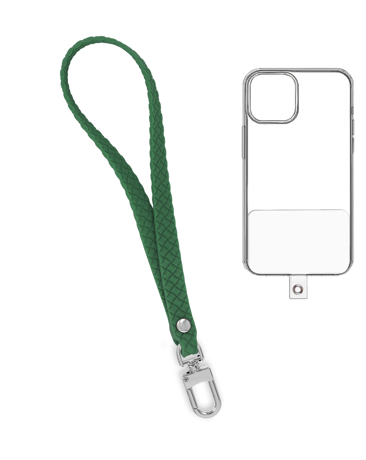 Silicone Braided Wrist Lanyard — 0.4ft, Green