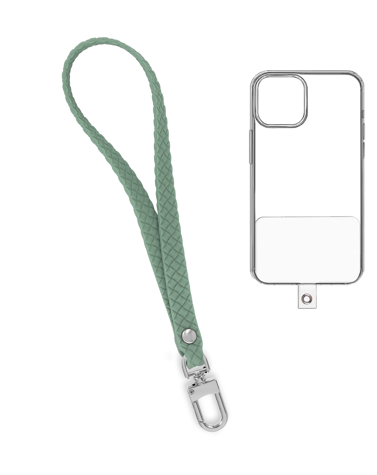 Silicone Braided Wrist Lanyard — 0.4ft, Pine Needle Green