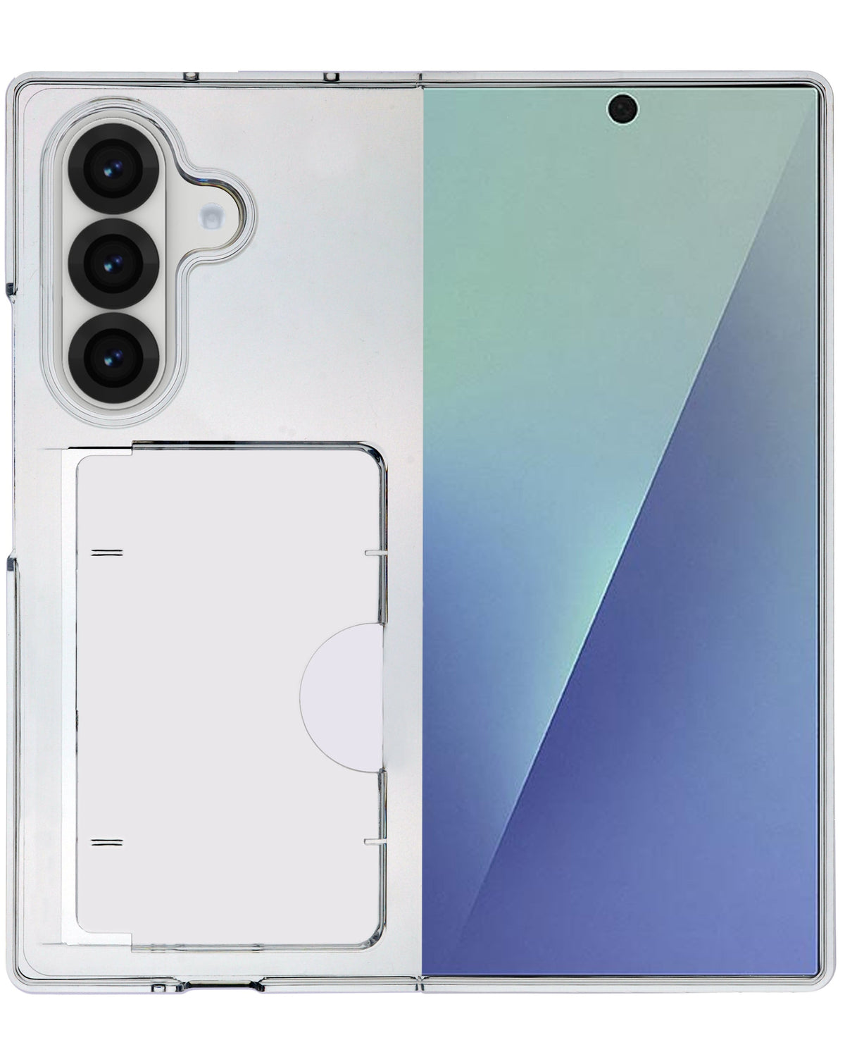 Heavy-Duty Shockproof Wallet Crystal Clear Case for Galaxy Z Fold 8 Ultra / Z Fold 7 — Clear