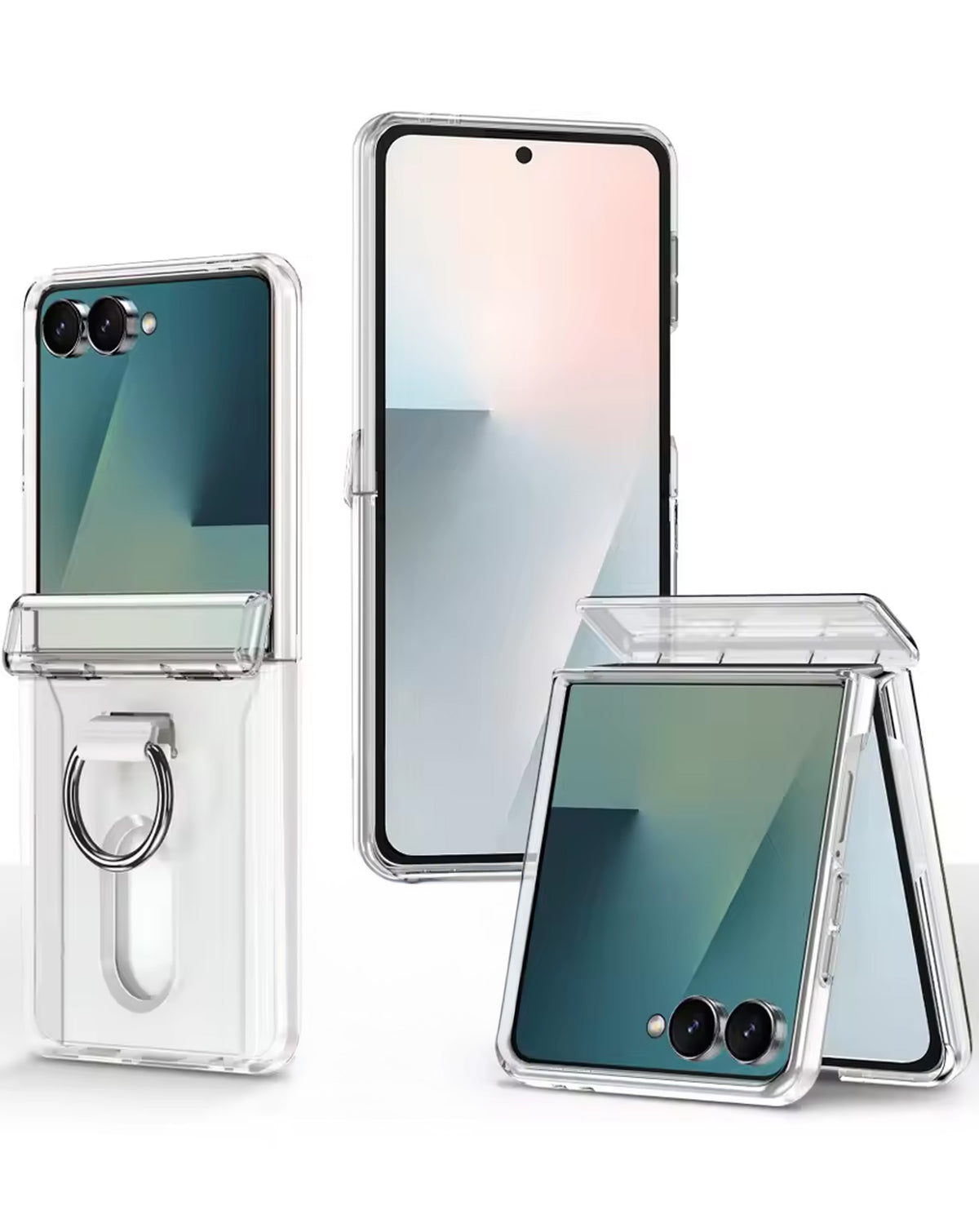 Heavy-Duty Shockproof Kickstand Wallet Case for Galaxy Z Flip 8 — Clear