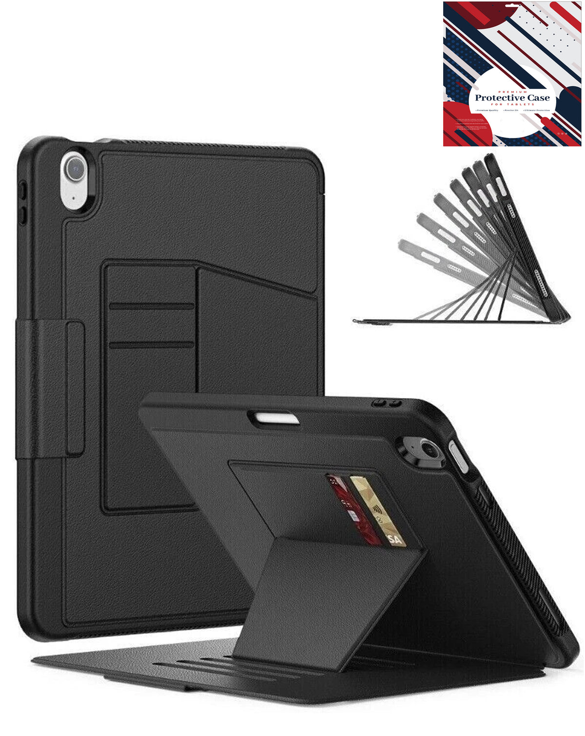 Magnetic Heavy-Duty Shockproof Kickstand Case for iPad Air 11 / 2024 / Air 4 / Air 5 / Pro 11 1st / 2nd / 3rd / 4th — Black