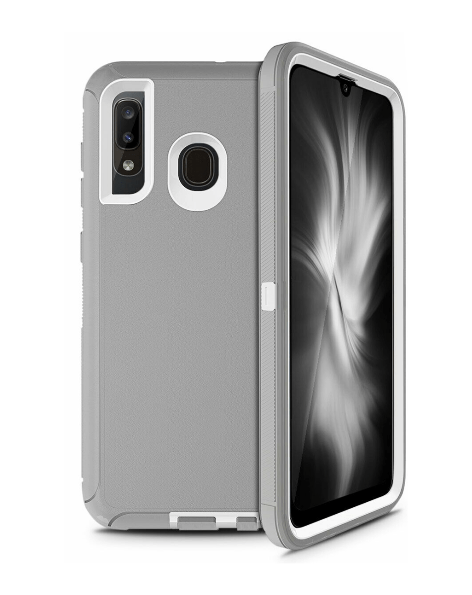 Heavy-Duty Shockproof Case for Galaxy A50s / A50 / A30s / A30 / A20 — Gray & White