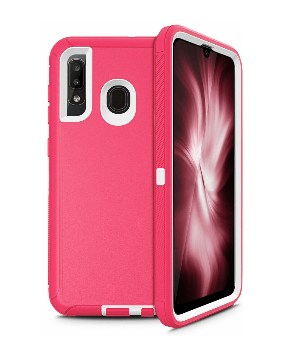 Heavy-Duty Shockproof Case for Galaxy A50s / A50 / A30s / A30 / A20 — Hot Pink & White