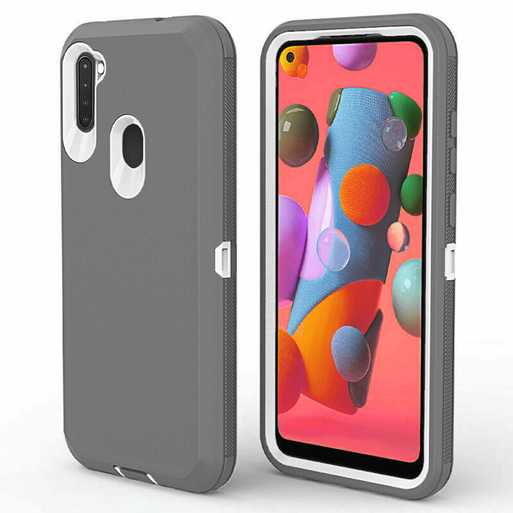 Heavy-Duty Shockproof Case for Galaxy A21 — Dark Gray & White