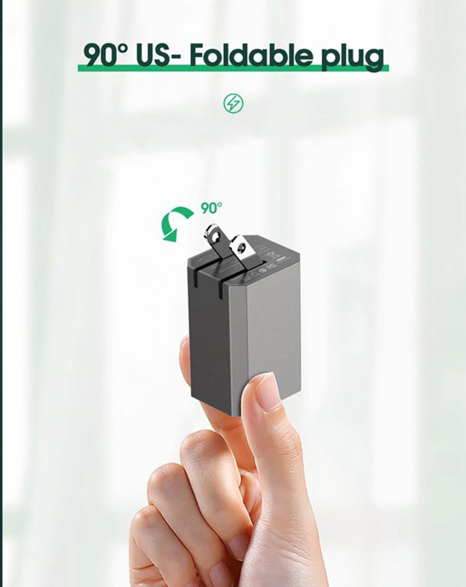 LDNIO A2527C Foldable US Plug Fast Charger USB-C to Lightning — 30W, 3ft