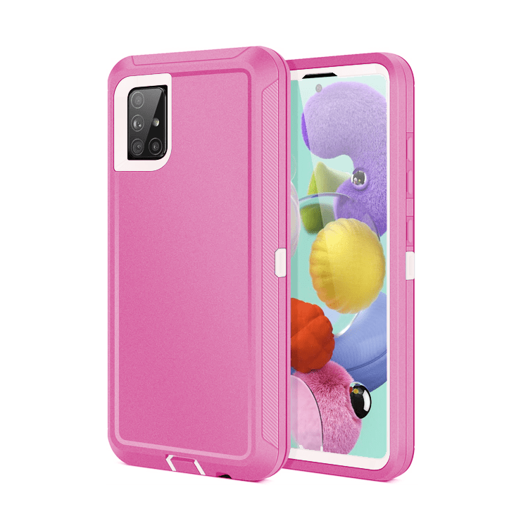 Heavy-Duty Shockproof Case for Galaxy A71 — Light Pink & White