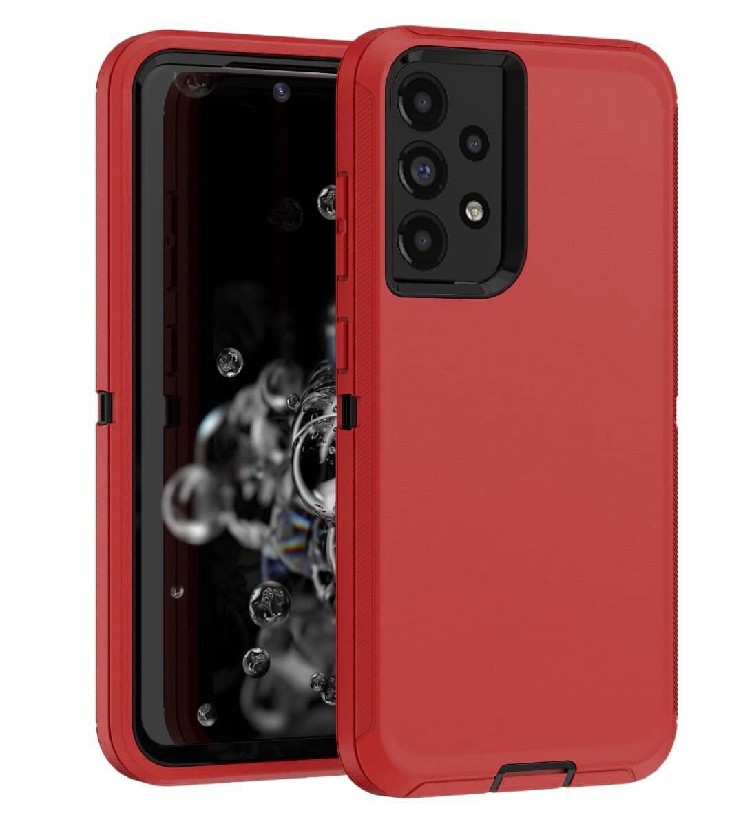 Heavy-Duty Shockproof Case for Galaxy A72 5G — Red & Black