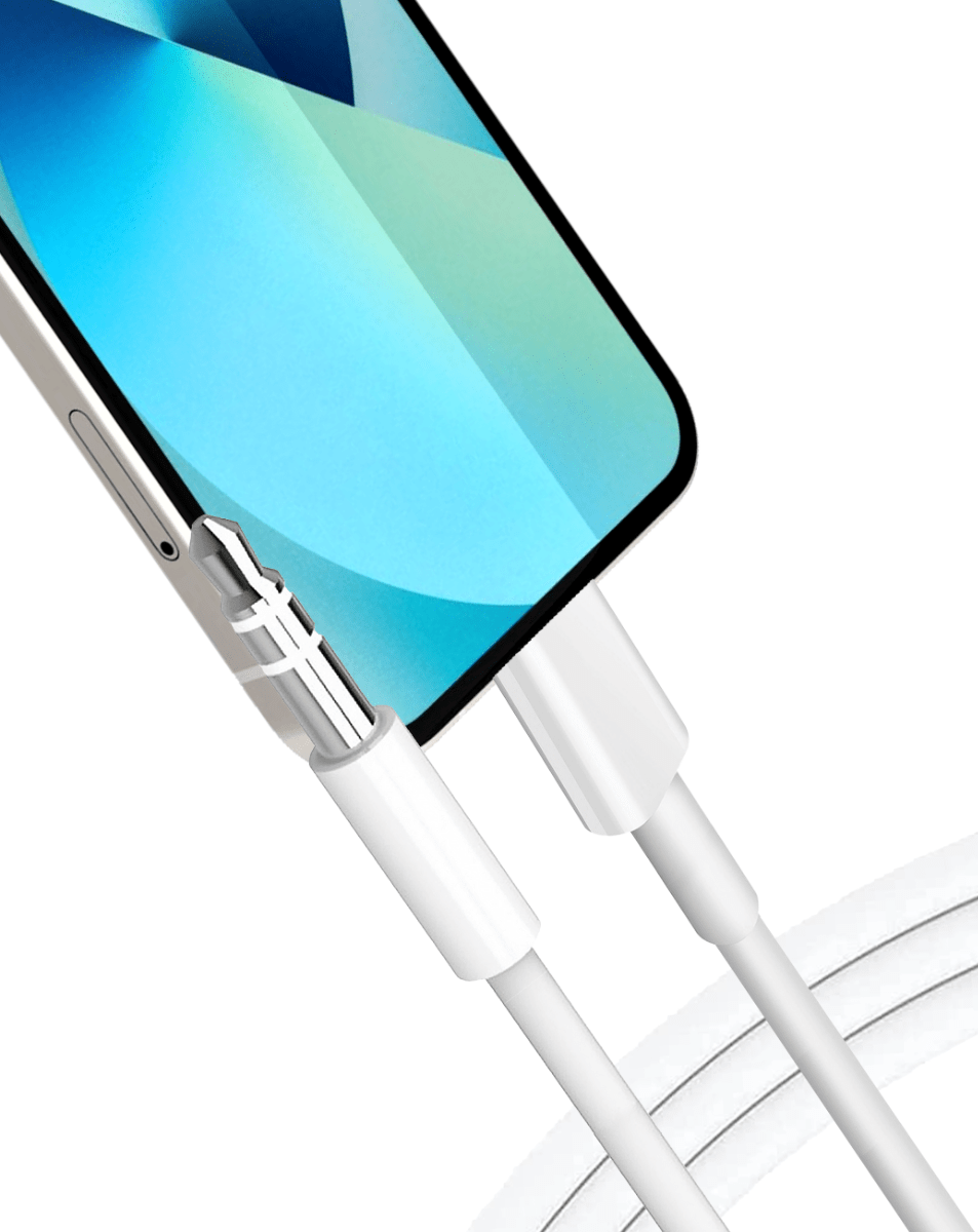 USB L-aux Headphone Jack Cable — White, 6ft