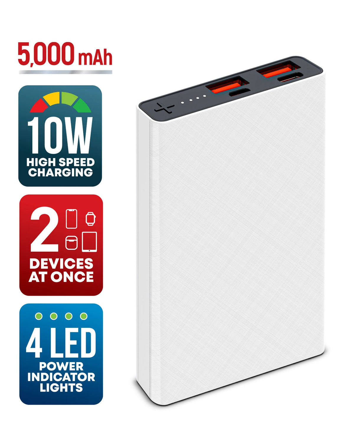 Brookstone Ultra Slim Magsafe Rapid Power Bank — White, 5000 mAh