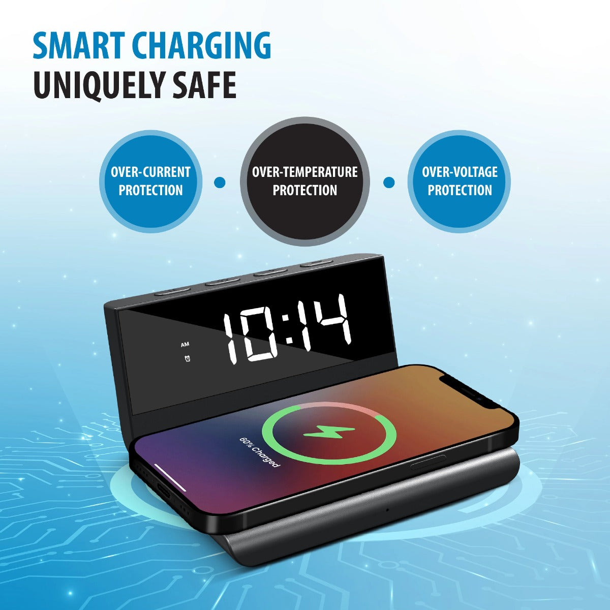 Brookstone Alarm Clock Wireless Charging — Black