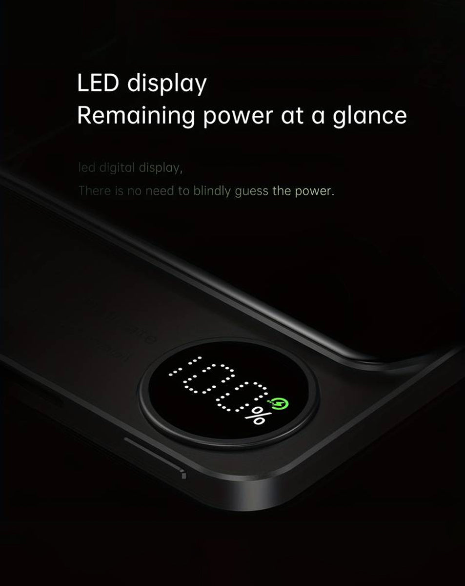 Magnetic Wireless Power Bank with LED Display — Gray, 10000 mAh