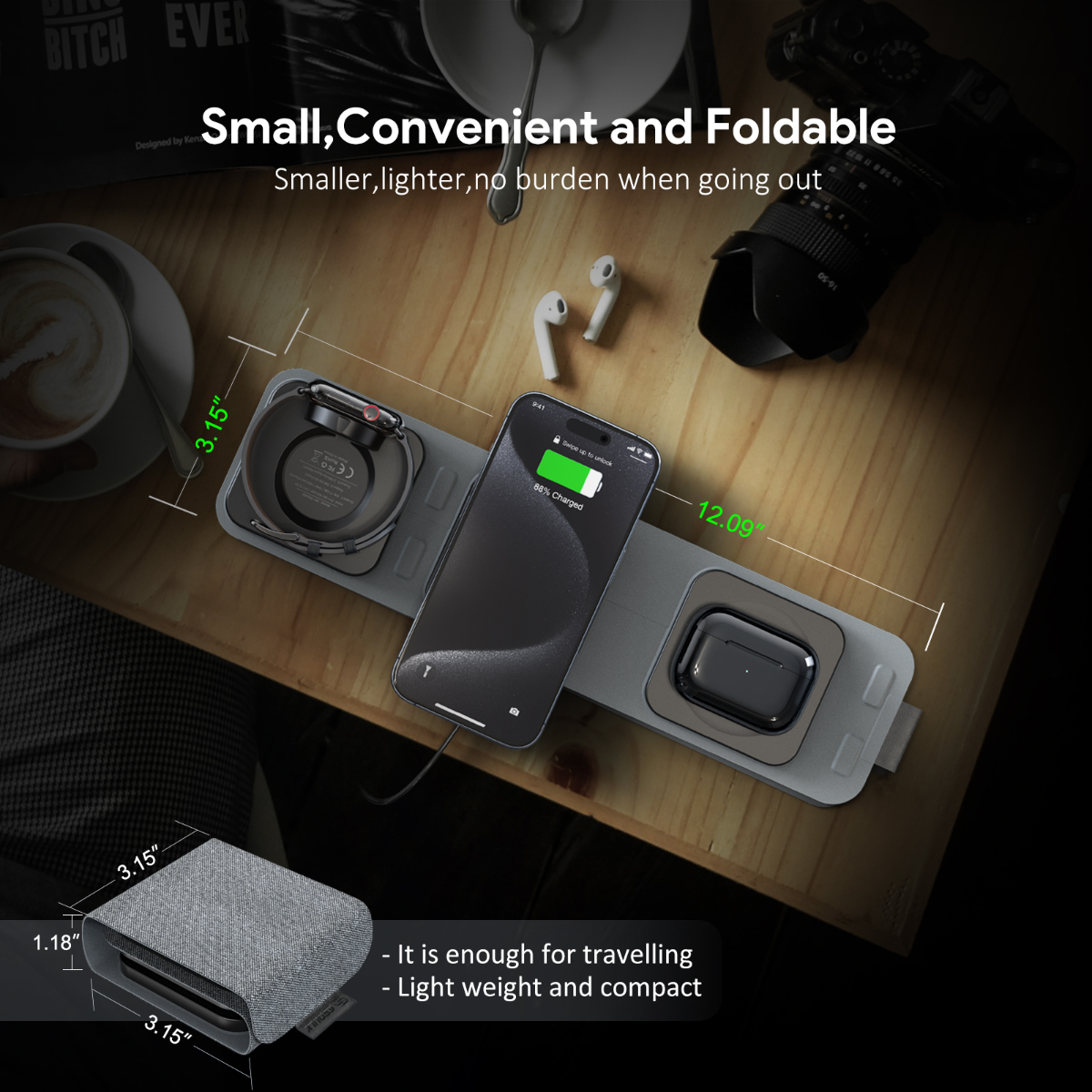 Esoulk 3-in-1 Collapsible Magnetic Wireless Charger — 15W