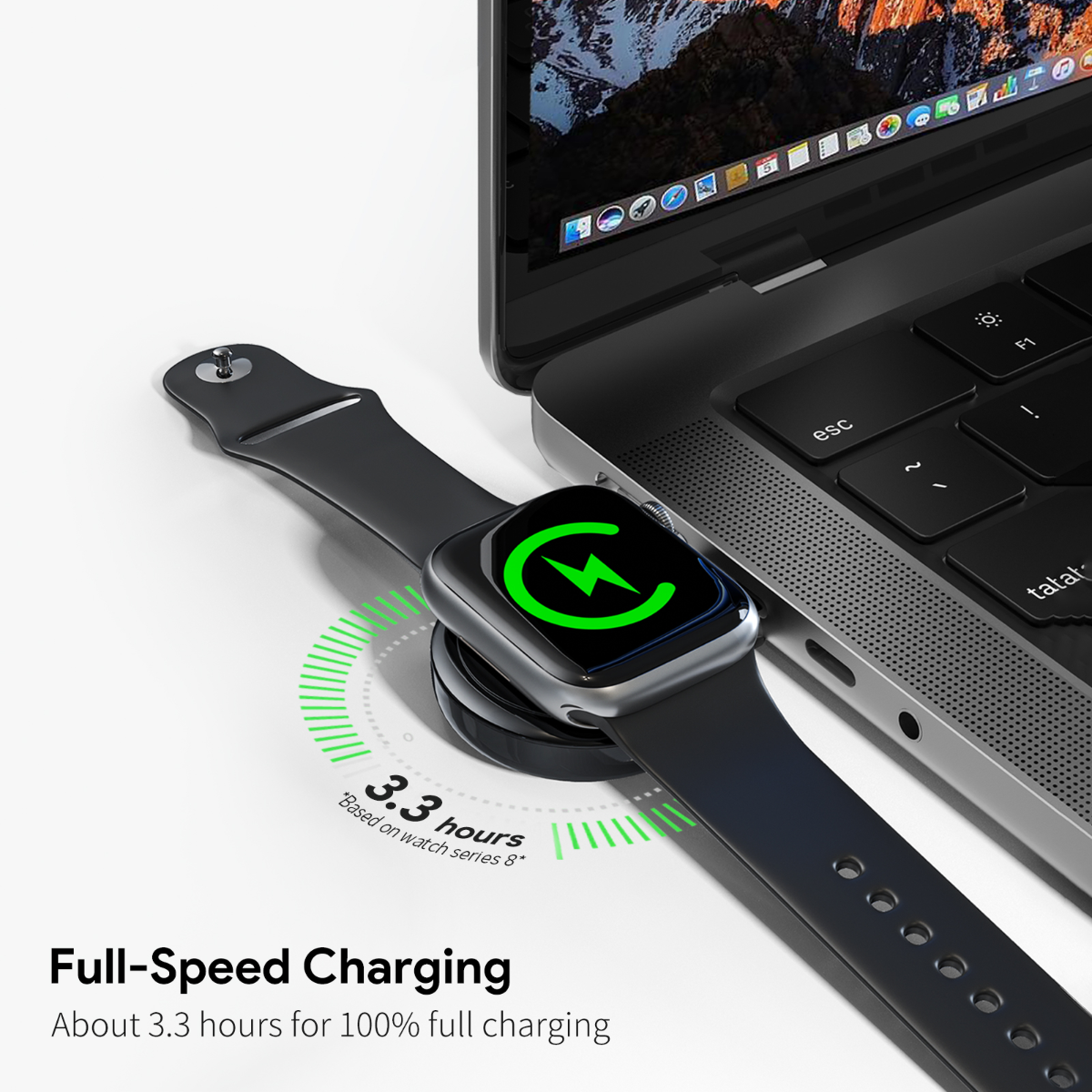Esoulk Convenient Magnetic Wireless Charger for Smart Watch - Black