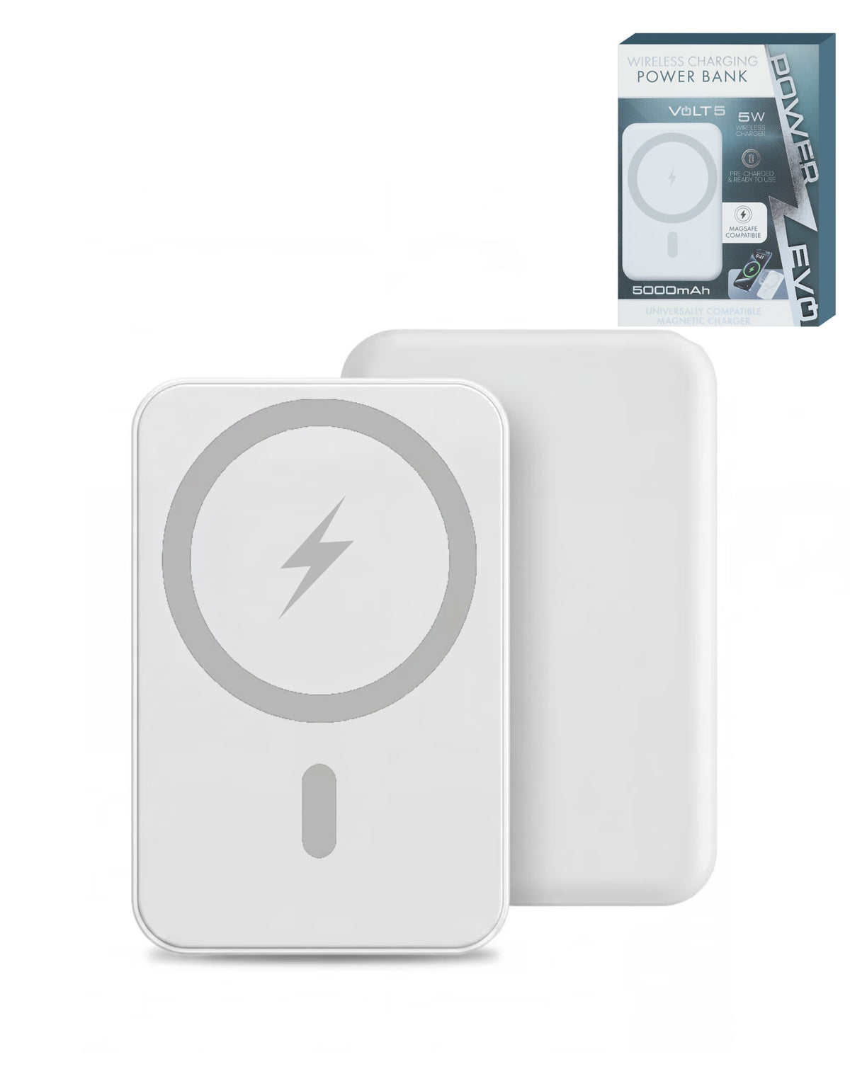 MagSafe Wireless Charging Power Bank — 5000mAh, White