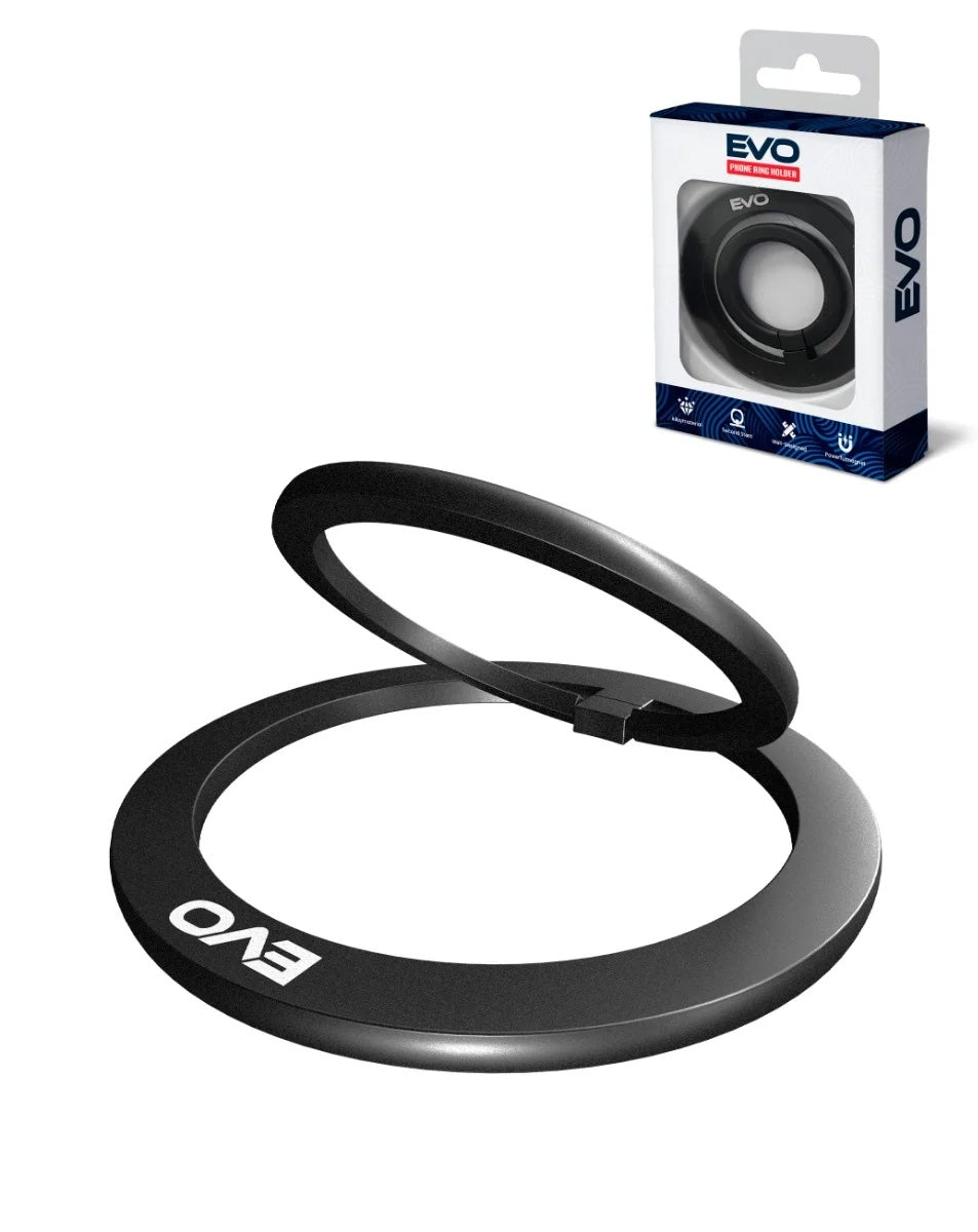 EVO MO1 Magnetic Phone Ring Compatible with Wireless Charging - Black
