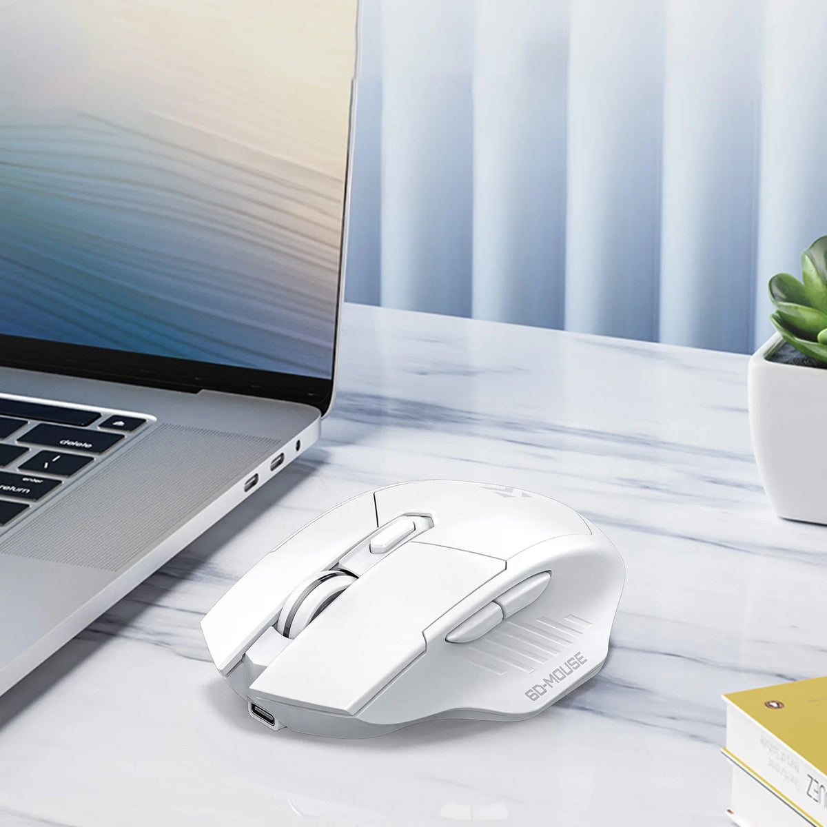 Bluetooth + 2.4G 6 Button Low-Latency Wireless Mouse — White