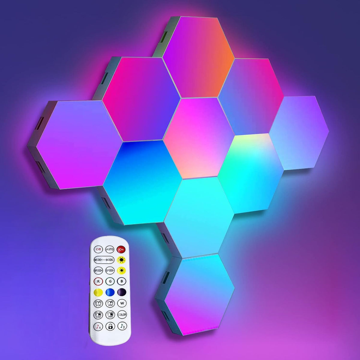 Touch-Controlled Modern Hexagonal LED Wall Lights — 6 Pack