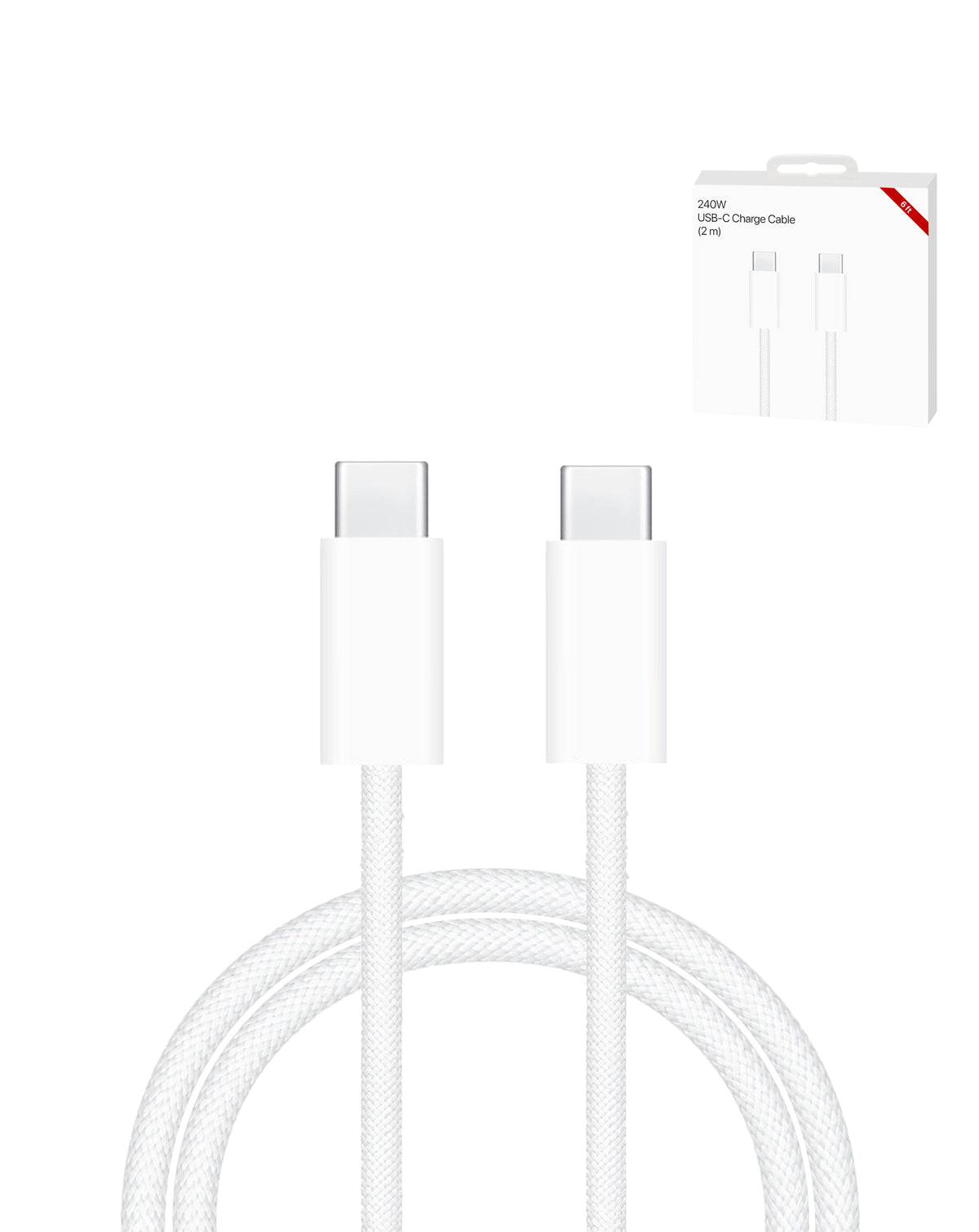 USB-C to USB-C Fast Braided Charging Cable for Macbooks/ iPhone / iPads Series — 6ft, 240W, Oem