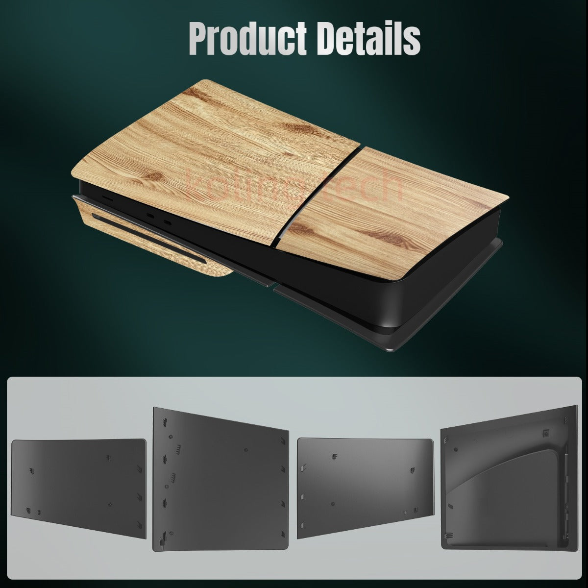 Faceplate Cover for PlayStation 5 Slim Disc Edition — Wooden, 4 Piece Set, NO Logo