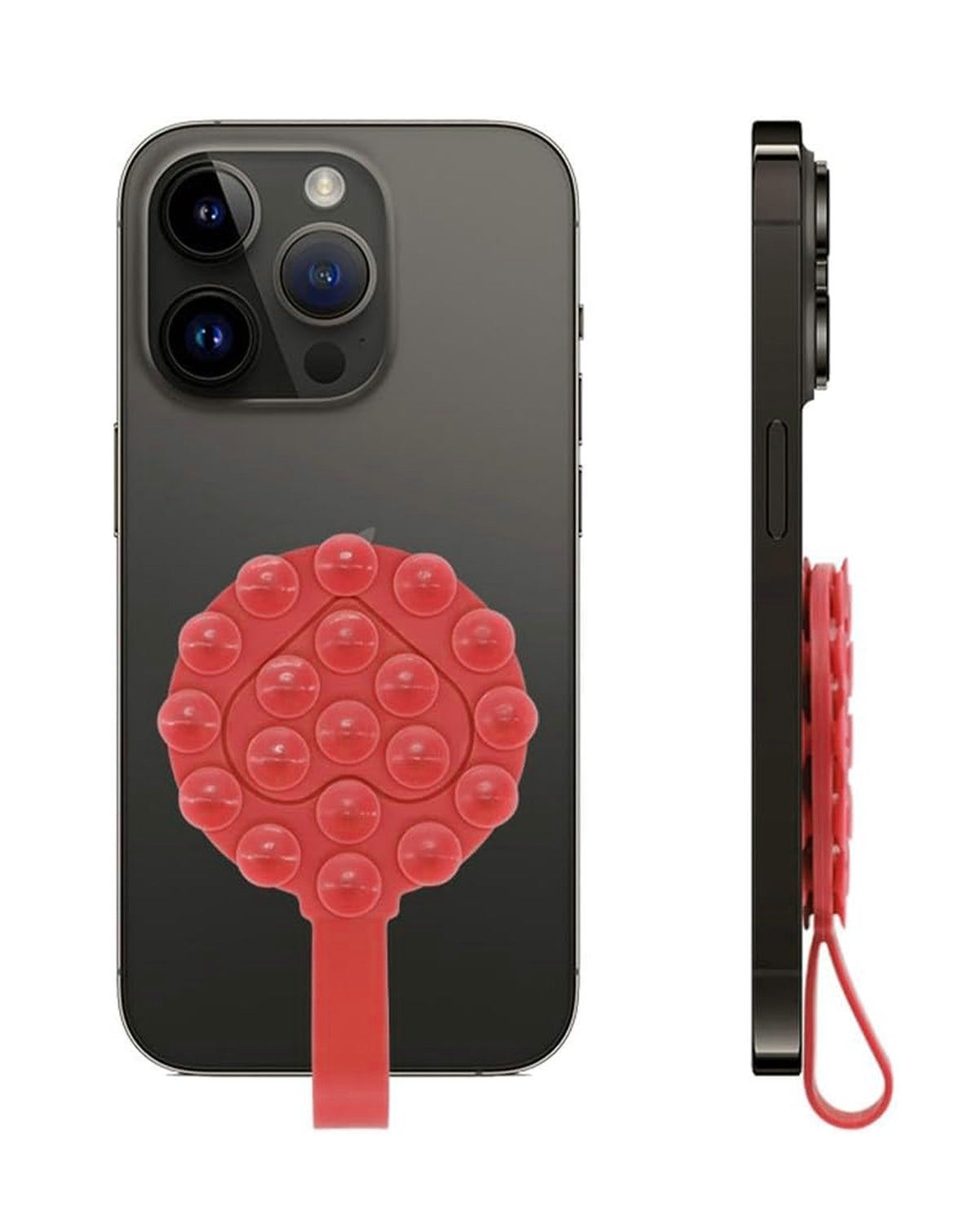 Silicone Suction Phone Holder with Handle Suitable - Red