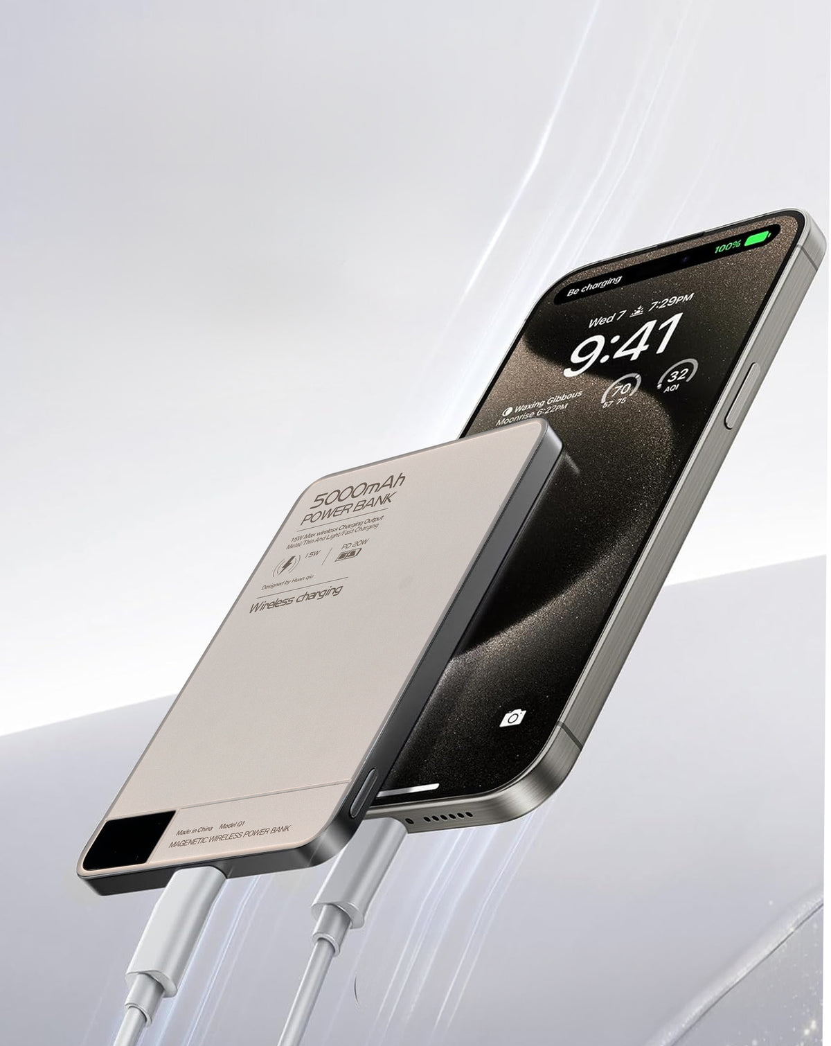 Q1 Magnetic 15W Wireless / 20W PD Power Bank with USB-C — 5000 mAh
