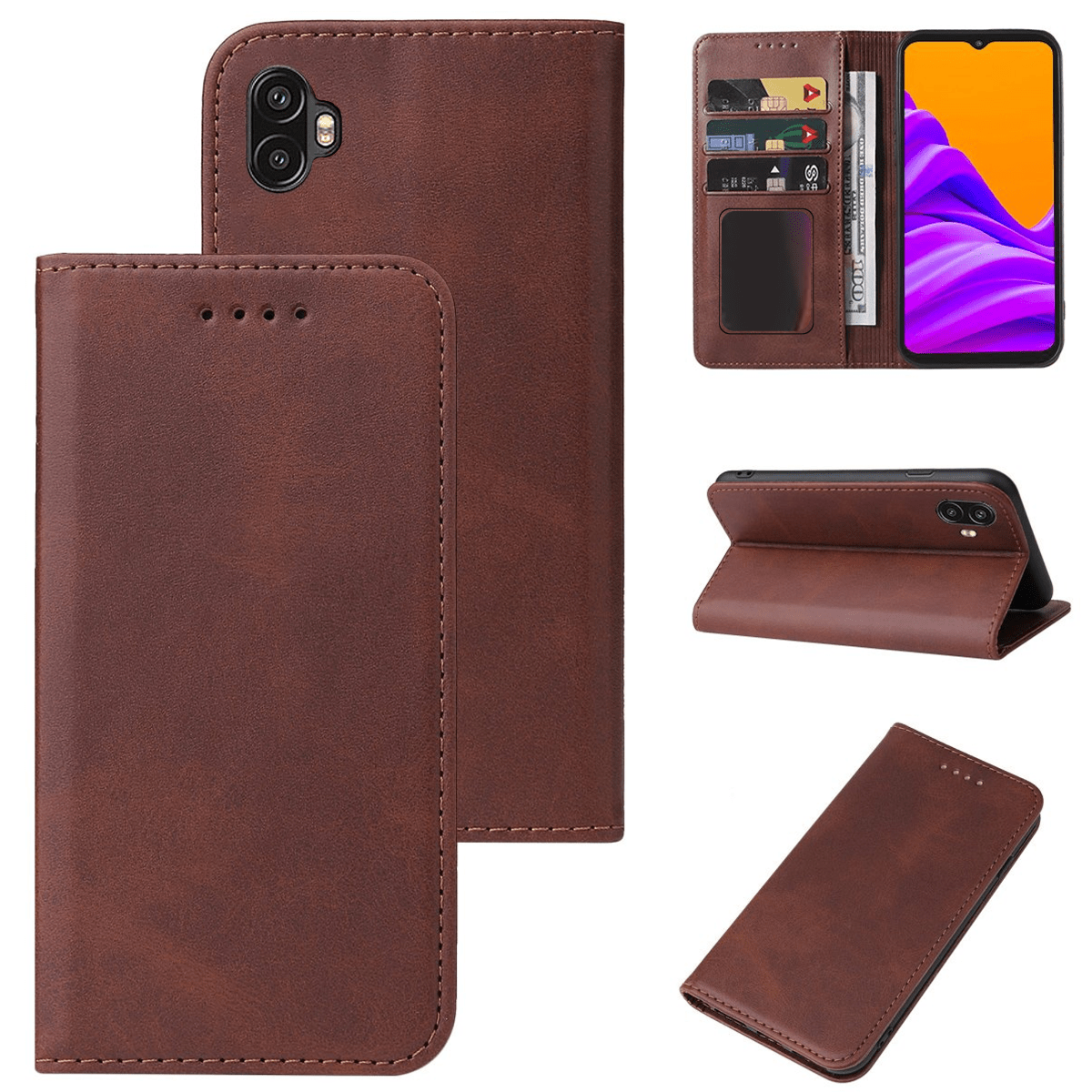 Wallet Leather Case for Galaxy X — Brown