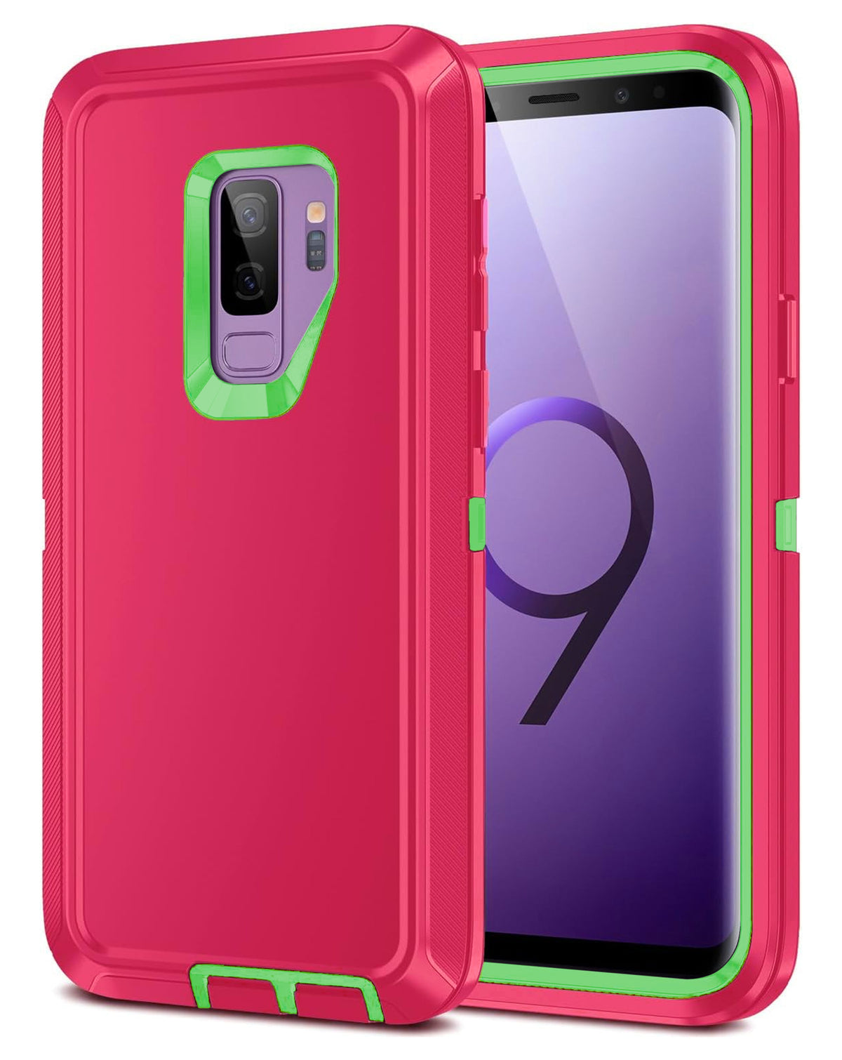 Heavy-Duty Shockproof Case for Galaxy S9 — Hot Pink & Green