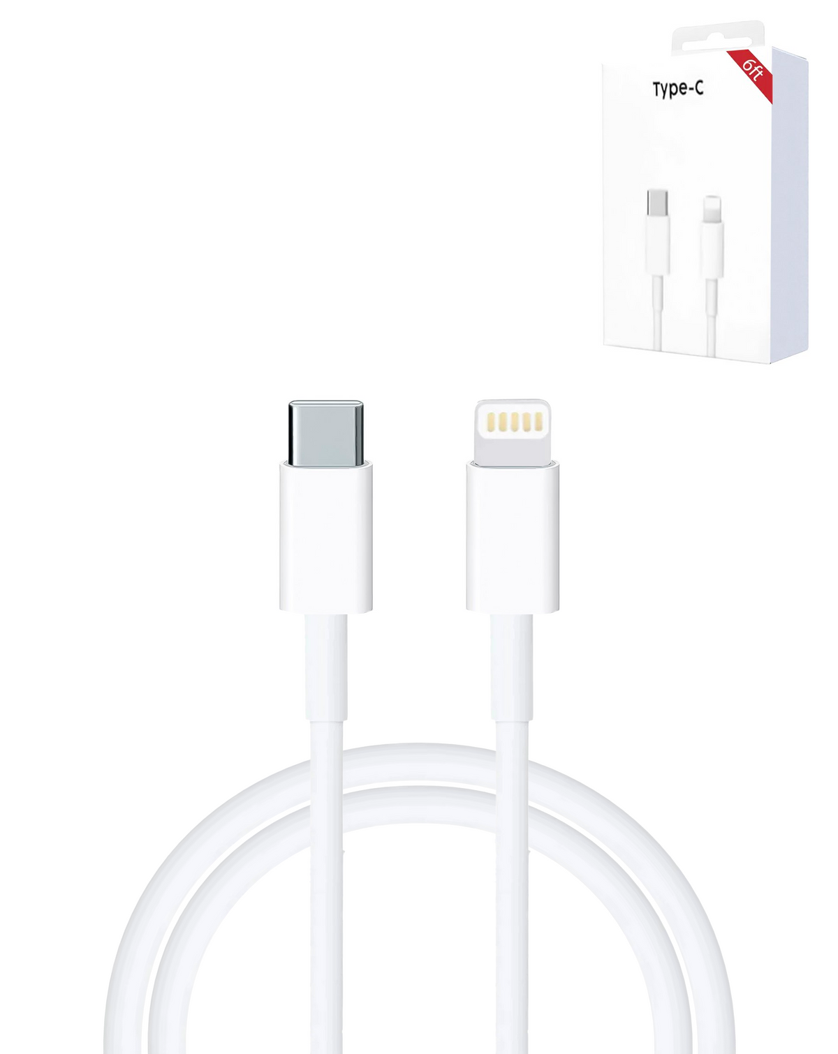 USB-C to Lightning Non-MFI Charging Data Cable — 6ft, 27W