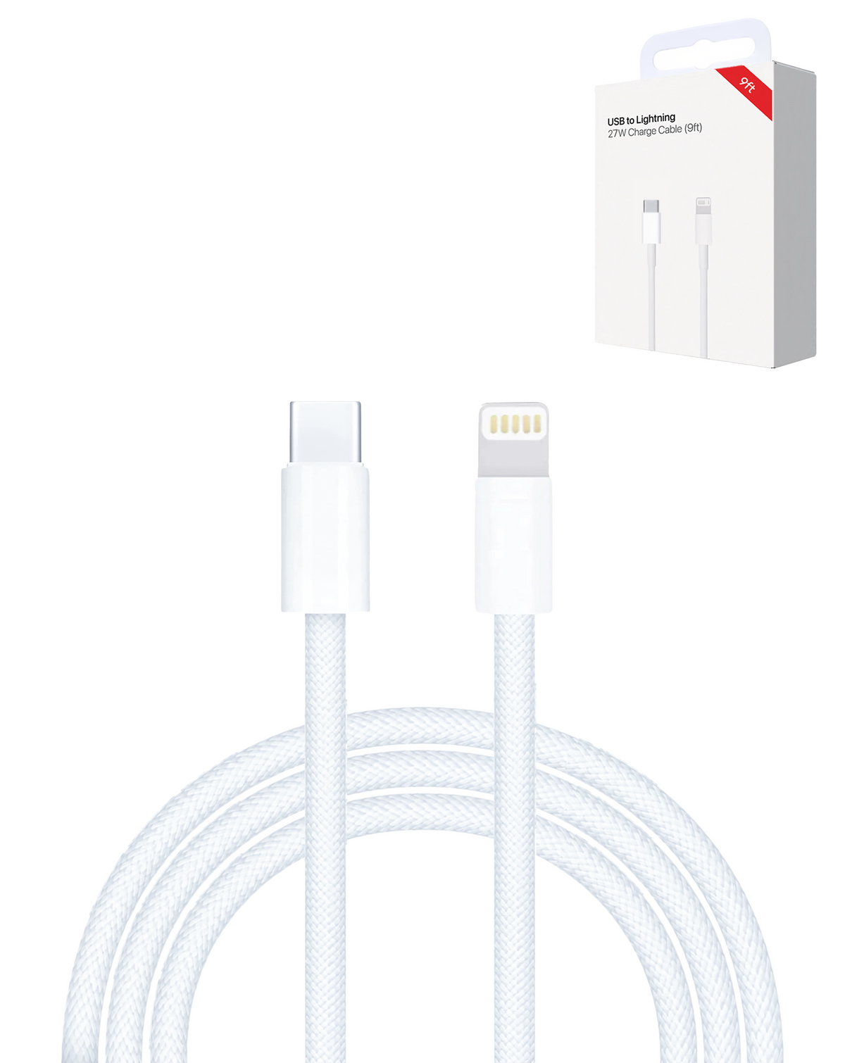 USB-C to Lightning Non-MFI Charging Data Cable — 9ft, 27W