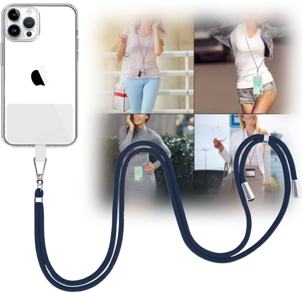 Mobile Phone Straps with Card Holder - Blue — 2ft