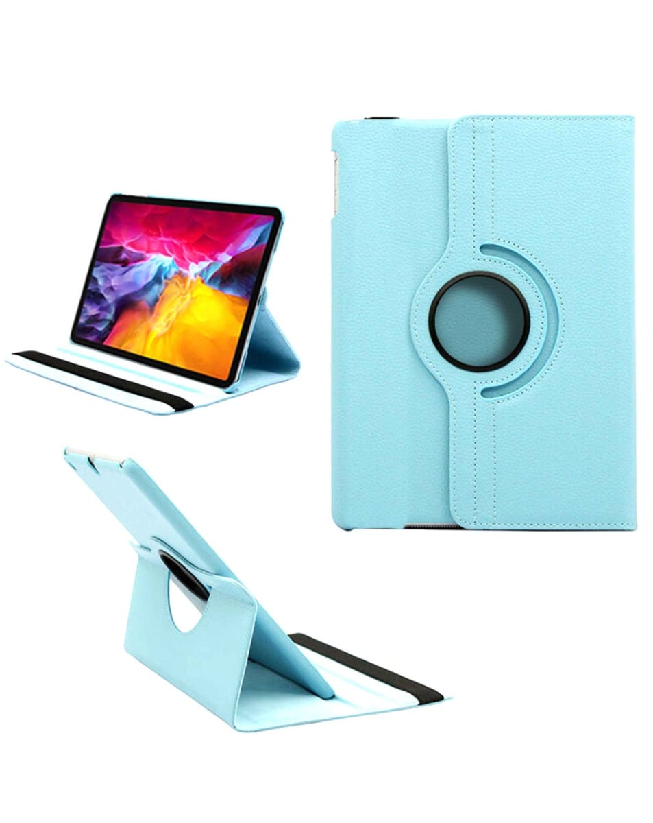 Universal 11" 360 Degree Rotating Leather Swivel Stand Case — Light Blue