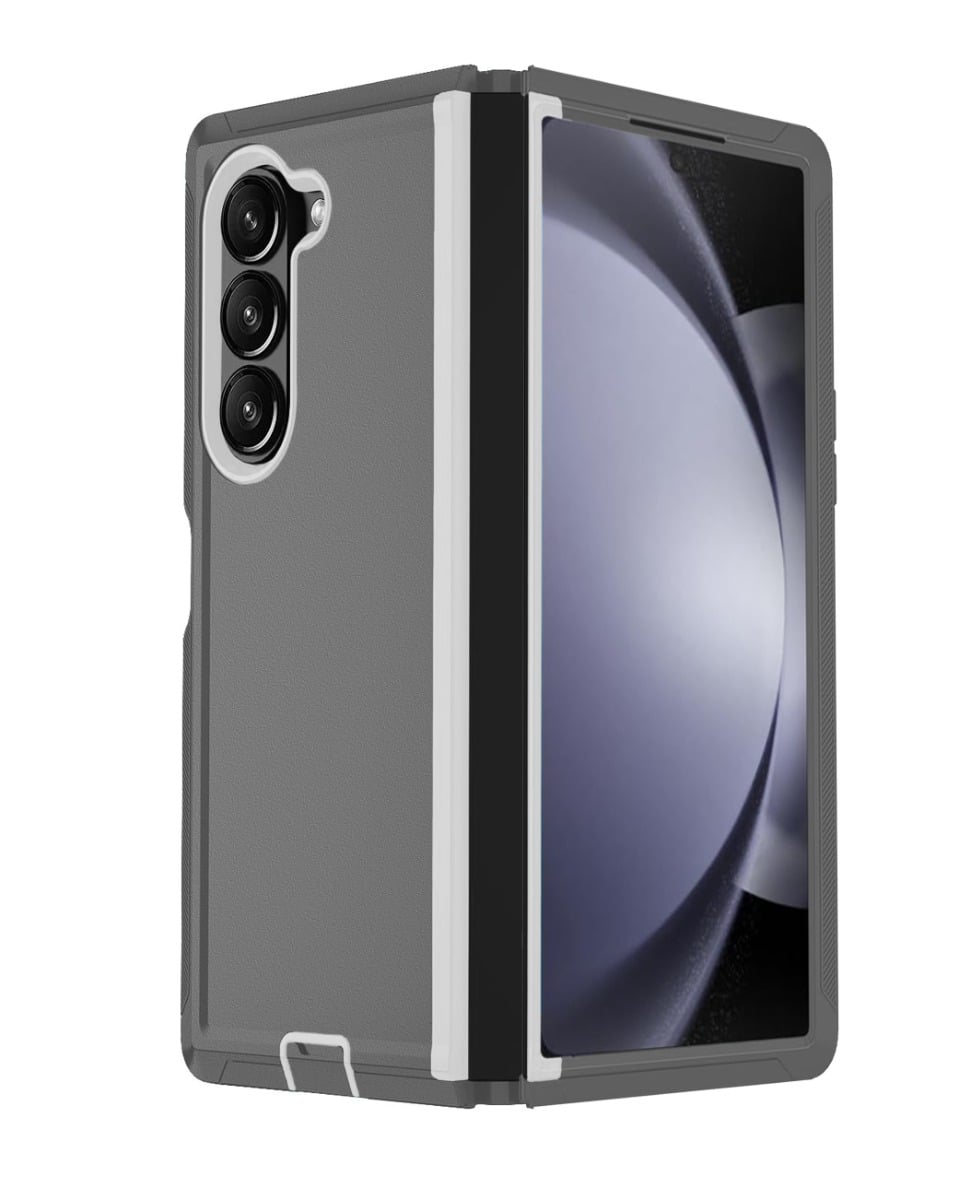Heavy-Duty Shockproof Case for Galaxy Z Fold 6 — Dark Gray & White