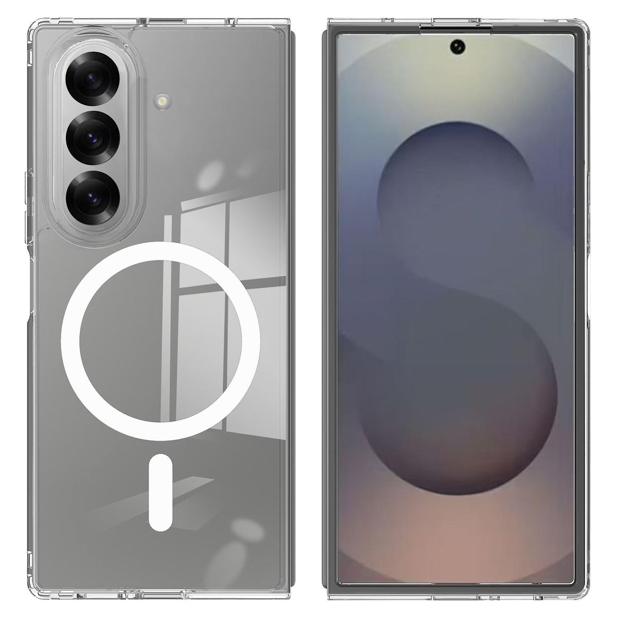 Crystal Clear Wireless-Charging Compatible Case for Galaxy Z Fold 7 — Clear