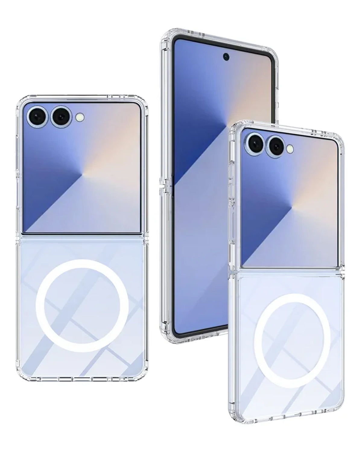 Crystal Clear Wireless-Charging Compatible Case for Galaxy Z Flip 7 — Clear
