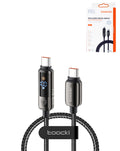 Toocki Touch Display USB-C to USB-C Super Fast Charging Data Cable with Display — Gray, 100W, 3ft