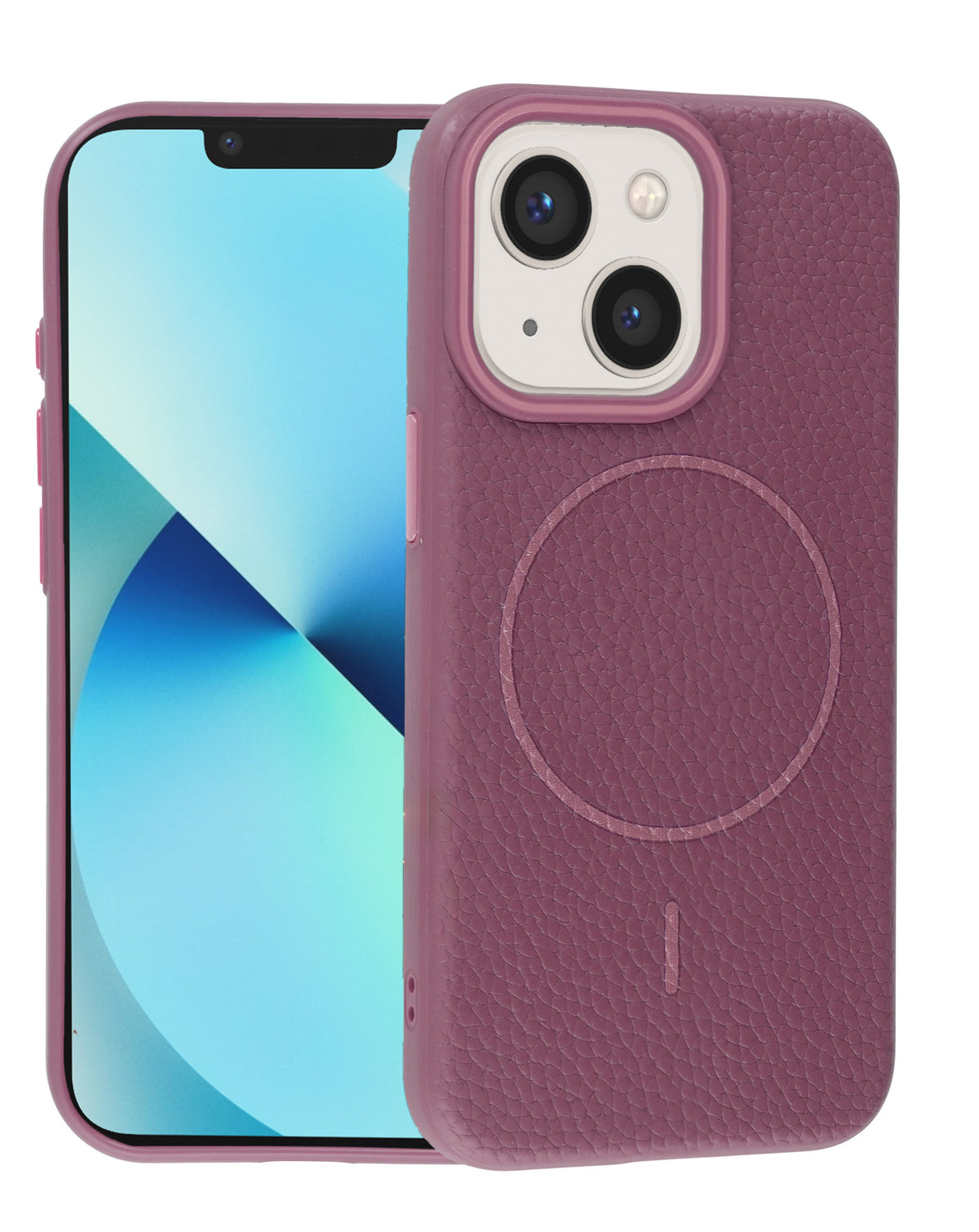 Magnetic Leather Case for iPhone 13 Mini — Sunset Purple