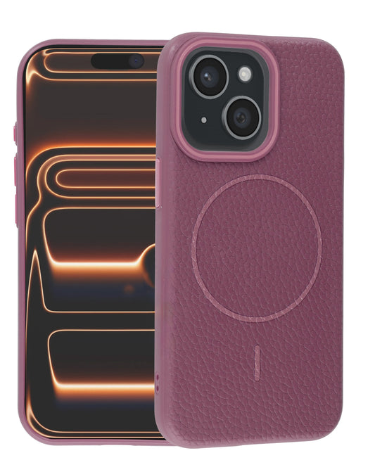 Magnetic Leather Case for iPhone 13 / 14 — Sunset Purple