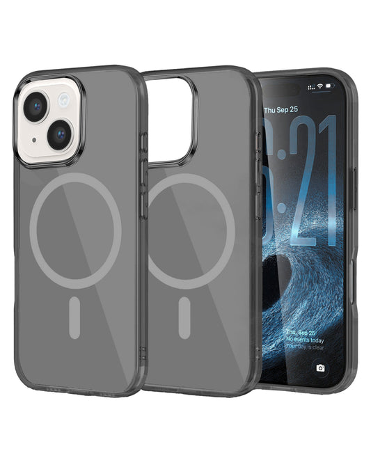 Magnetic Heavy-Duty Shockproof Crystal Clear Case for iPhone 14 — Black
