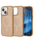 Magnetic Heavy-Duty Shockproof Crystal Clear Case for iPhone 14 — Brown