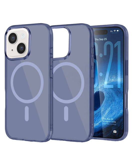 Magnetic Heavy-Duty Shockproof Crystal Clear Case for iPhone 14 — Navy